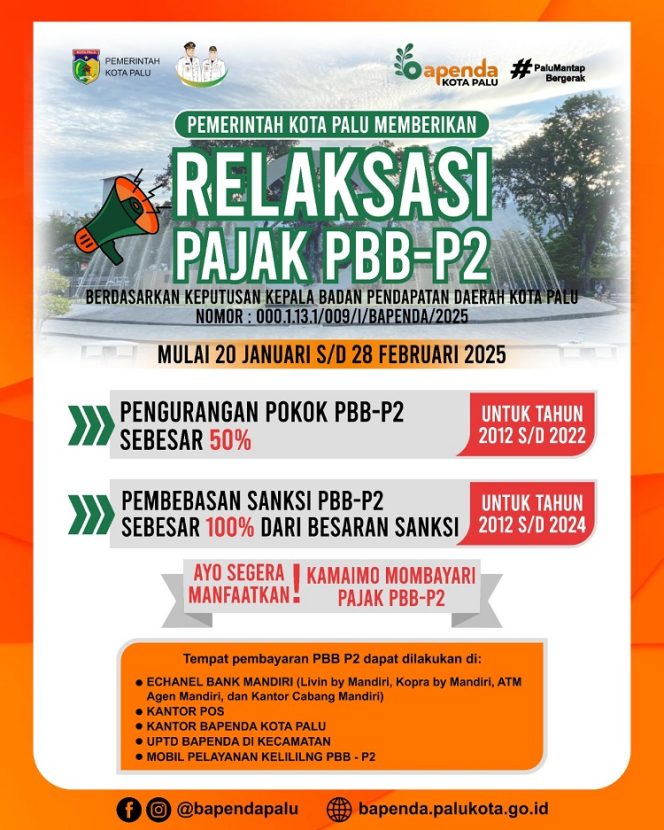 
 Pemkot Palu meluncurkan Program Relaksasi Pajak PBB-P2. Foto: Istimewa